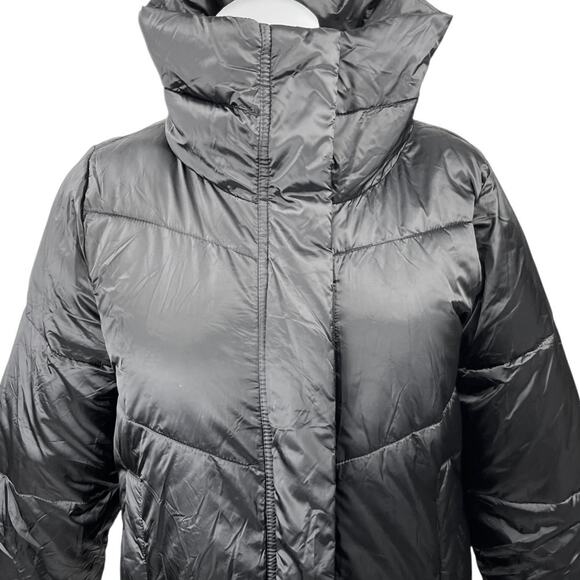 Abercrombie & Fitch Mini Puffer Women's Black High Neck Zip Up Coat Jacket Sz M - Picture 3 of 4